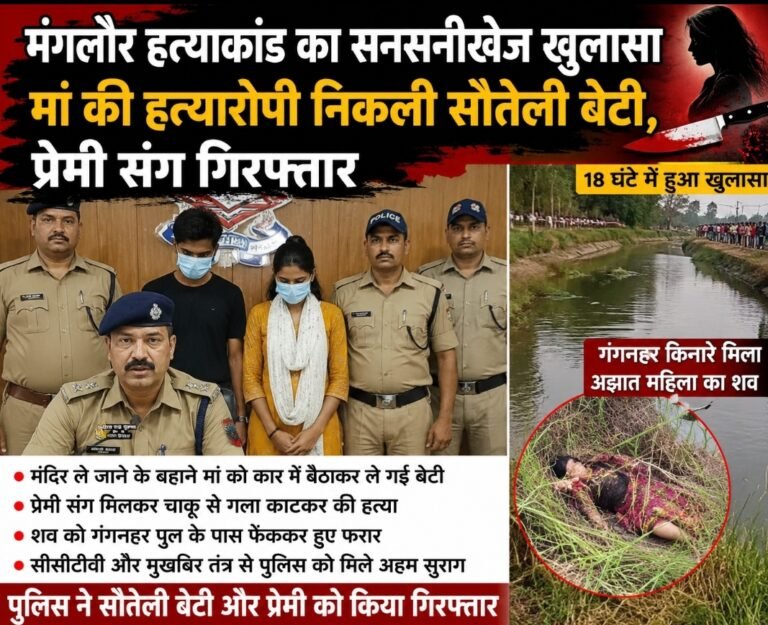 मंगलौर कोतवाली क्षेत्र में गंगनहर किनारे मिले अज्ञात महिला के शव के मामले का पुलिस ने महज 18 घंटे में किया खुलासा